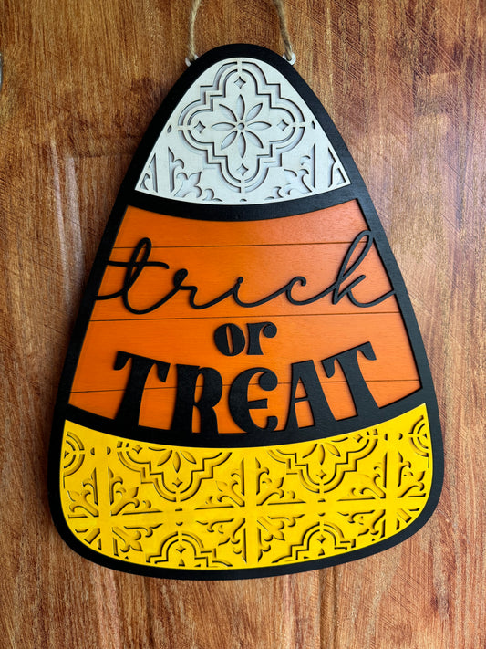 Large Bright Candy Corn Door Hanger