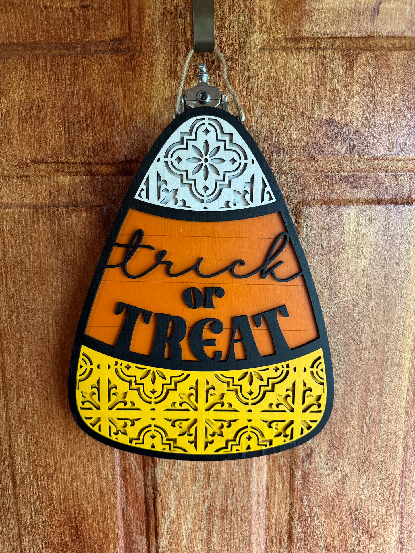 Small Rustic Candy Corn Door Hanger